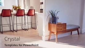  Presentation with storage - Beautiful presentation theme featuring designer-seat-with-storage backdrop and a coral colored foreground