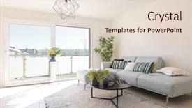  Presentation with living room - Colorful slide set enhanced with designer sofa and coffee table backdrop and a lemonade colored foreground