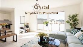  Presentation with modern hi tech design - Audience pleasing PPT theme consisting of designer sofa and coffee table backdrop and a sky blue colored foreground