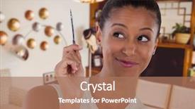  Presentation with interior designer - PPT theme featuring designer woman thinking in eclectic background and a coral colored foreground