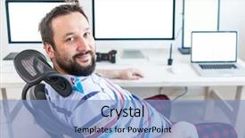  Presentation with interior designer - Slides featuring designer worker on destop computer background and a light blue colored foreground