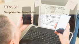  Presentation with mobile applications - Audience pleasing slide deck consisting of designer working at new mobile applications backdrop and a lemonade colored foreground