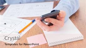  Presentation with mobile applications - Beautiful slide deck featuring working at new mobile application backdrop and a lemonade colored foreground