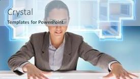  Presentation with futuristic - Beautiful slide deck featuring designer-working-on-3d-futuristic backdrop and a sky blue colored foreground