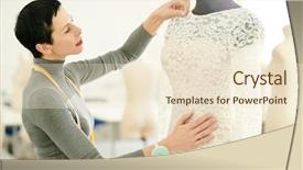  Presentation with white wedding - Beautiful slide deck featuring designer working over white lace backdrop and a cream colored foreground