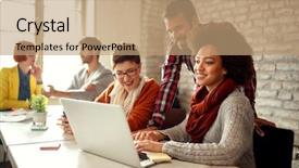  Presentation with working together - Beautiful PPT theme featuring designers coworkers working together backdrop and a coral colored foreground