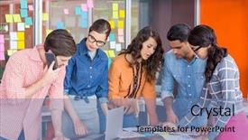  Presentation with teal no graphic - Audience pleasing slide deck consisting of designers discussing in a meeting backdrop and a  colored foreground