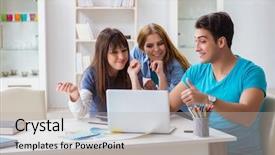  Presentation with interior - Audience pleasing slides consisting of designers discussing new interior project backdrop and a  colored foreground