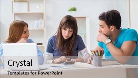  Presentation with interior - Slide deck consisting of designers discussing new interior project background and a light gray colored foreground