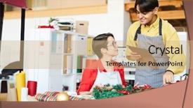  Presentation with new ideas - Presentation theme having designers explaining his colleague new background and a coral colored foreground