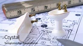  Presentation with mechanical and electrical - Slides consisting of designing bathroom - blueprint ruler mechanical background and a light blue colored foreground