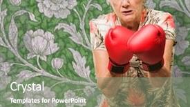  Presentation with boxing woman and a tawny - Colorful PPT theme enhanced with designs closing exercises - angry mature woman wearing boxing backdrop and a  colored foreground