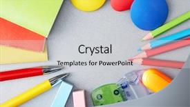  Presentation with pencils - Theme having designs closing exercises - circle of pens pencils chalks background and a light gray colored foreground