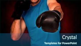  Presentation with boxer - PPT layouts with designs closing exercises - close-up of a determined male background and a  colored foreground