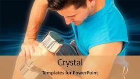  Presentation with office ergonomics man worker exercising - Amazing slides having designs closing exercises - close-up of a fit man backdrop and a yellow colored foreground