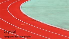  Presentation with college running track hurdle - PPT layouts having designs closing exercises - close up of a running background and a red colored foreground