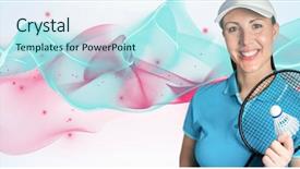  Presentation with badminton - Theme featuring designs closing exercises - composite image of badminton player background and a sky blue colored foreground