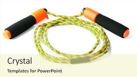  Presentation with rope - Colorful slide set enhanced with designs closing exercises - jumping rope on white background backdrop and a blonde colored foreground