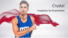 Presentation with blue design - Colorful theme enhanced with designs closing exercises - male athlete running on white backdrop and a  colored foreground