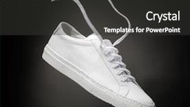  Presentation with shoes - Slide deck having designs closing exercises - white casual shoes on black background and a dark gray colored foreground