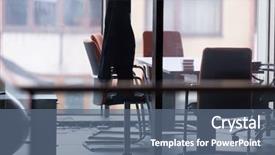  Presentation with interior - Colorful presentation theme enhanced with desing - empty startup office interior backdrop and a ocean colored foreground