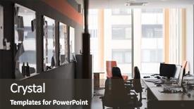  Presentation with interior - Theme consisting of desing - empty startup office interior background and a  colored foreground