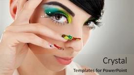  Presentation with indian woman bridal face - Colorful presentation enhanced with desing - fashion style woman face backdrop and a mint green colored foreground