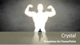  Presentation with standing strong - Slide deck enhanced with desire - businessman standing and dreaming background and a gray colored foreground