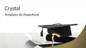  Presentation with graduation - Cool new presentation with desk against white background backdrop and a white colored foreground