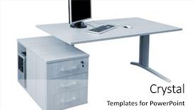  Presentation with modern black and white trees - Slide deck consisting of desk and a modern computer background and a white colored foreground