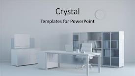  Presentation with clean - PPT theme with desk and different furniture background and a light gray colored foreground
