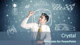  Presentation with race car - Slides enhanced with desk and drawing race car background and a ocean colored foreground