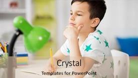  Presentation with school desk - Cool new slide deck with desk and writing to notebook backdrop and a lemonade colored foreground