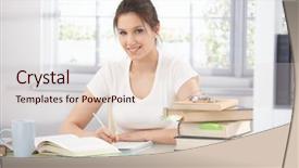  Presentation with college - PPT theme consisting of desk at home study background and a  colored foreground