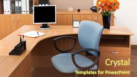  Presentation with desk - Beautiful presentation theme featuring desk at modern office backdrop and a tawny brown colored foreground