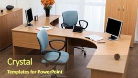  Presentation with furniture - Presentation theme enhanced with desk at modern office background and a tawny brown colored foreground