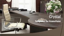  Presentation with modern flowers - Amazing PPT theme having desk at modern office backdrop and a gray colored foreground