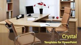  Presentation with furniture - Cool new PPT layouts with desk at modern office backdrop and a tawny brown colored foreground