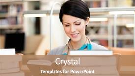  Presentation with piles - Presentation theme enhanced with desk at the library training background and a  colored foreground