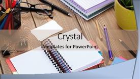  Presentation with notepad - Colorful slides enhanced with card holder - office table with blank notepad backdrop and a coral colored foreground