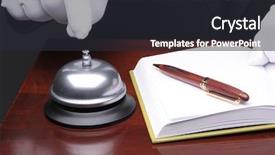  Presentation with registration - Audience pleasing presentation theme consisting of desk clerk ringing service backdrop and a dark gray colored foreground