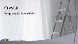  Presentation with dust - Slide set featuring desk covered in transparent dust sheets in preparation for decoration background and a light gray colored foreground