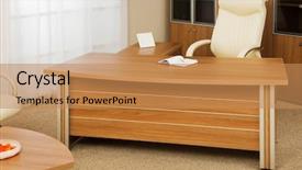  Presentation with director - Presentation design having desk furniture - armchair of director background and a  colored foreground