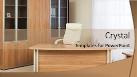  Presentation with director - Audience pleasing slide deck consisting of desk furniture - armchair of director backdrop and a coral colored foreground