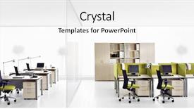  Presentation with furniture - Beautiful presentation theme featuring desk furniture - business backdrop and a white colored foreground