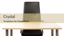  Presentation with office chair - Beautiful PPT theme featuring desk furniture - empty top of the table backdrop and a coral colored foreground
