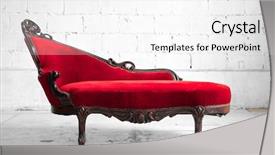  Presentation with red carpet retro style - Slide deck consisting of desk furniture - modern red sofa contemporary style background and a white colored foreground