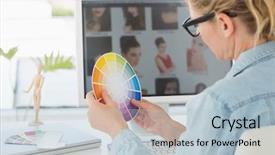  Presentation with desk - Presentation theme with desk holding a colour wheel background and a light blue colored foreground