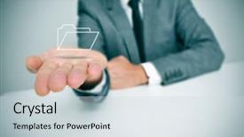  Presentation with file folder - Slide deck enhanced with desk holding a folder background and a sky blue colored foreground