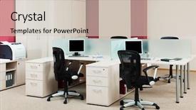  Presentation with computers - Amazing presentation theme having desk in a modern office backdrop and a lemonade colored foreground